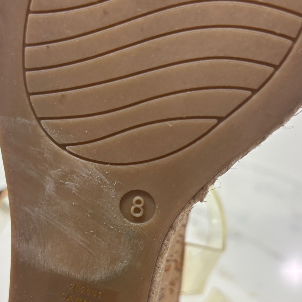 Xappeal Nude Cork Wedge Sandals with Clear Straps - Picture 15 of 15